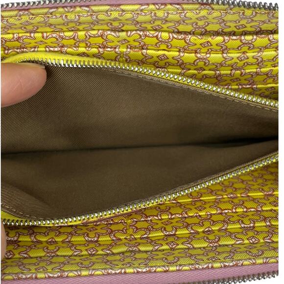 Hermès Silk-In Long Zip Wallet Rose Sakura Epsom Leather Yellow Silk - Picture 7 of 14